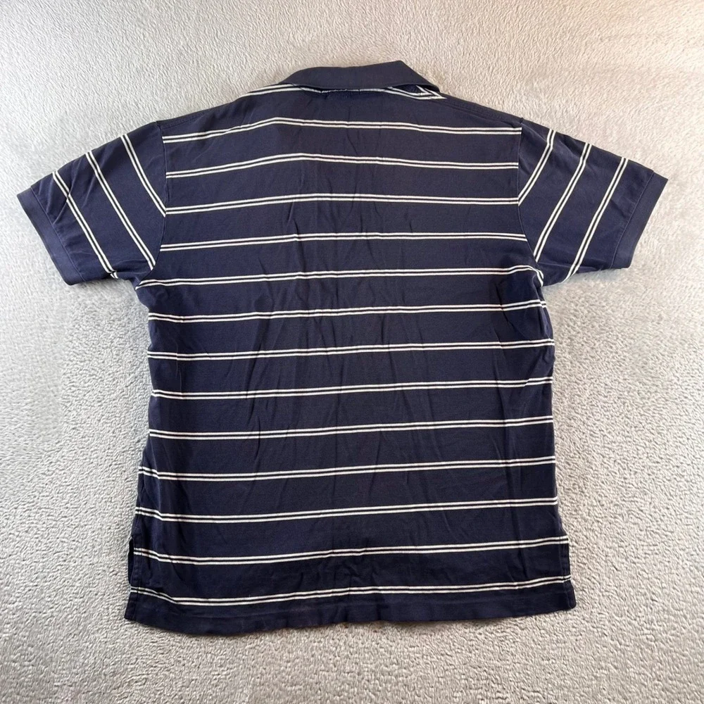 Polo Ralph Lauren Pima Cotton Striped Polo Shirt Navy Blue White Mens L